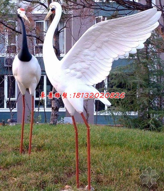 玻璃鋼動物雕塑，公園丹頂鶴雕塑