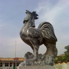 仿古公雞石雕，公園動物石雕