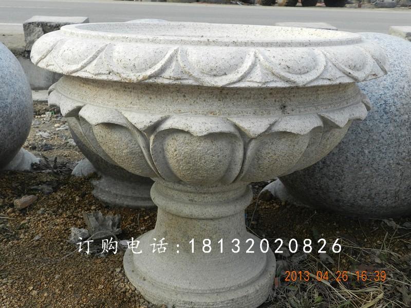 大理石花盆雕塑，公園景觀花盆石雕 (6)