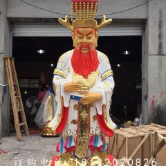 玻璃鋼龍王雕塑，貼金彩繪雕塑