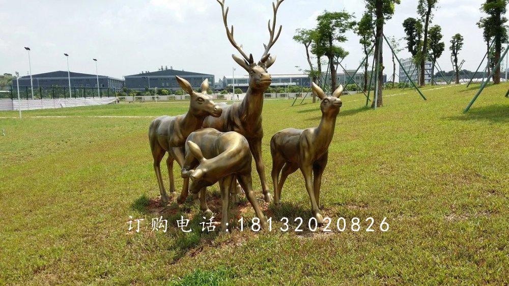 梅花鹿銅雕，園林景觀銅雕，公園動物銅雕