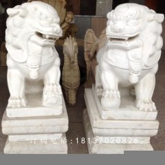 小獅子石雕，漢白玉獅子雕塑