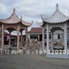 六角涼亭石雕，公園石雕涼亭