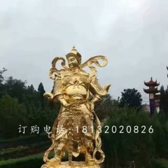 韋陀銅雕，貼金菩薩雕塑