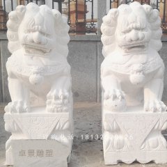 漢白玉獅子石雕，門口獅子石雕