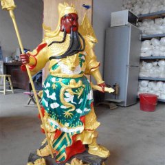 持刀關(guān)公雕塑，玻璃鋼彩繪關(guān)公雕塑