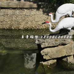 丹頂鶴石雕，公園動物石雕