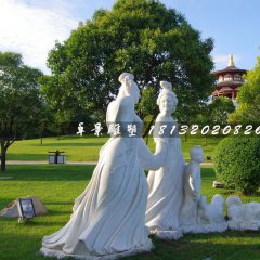 古代美女石雕，公園漢白玉人物雕塑