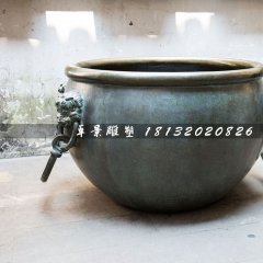 水缸銅雕，仿古銅水缸