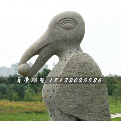 烏鴉石雕，公園動(dòng)物石雕