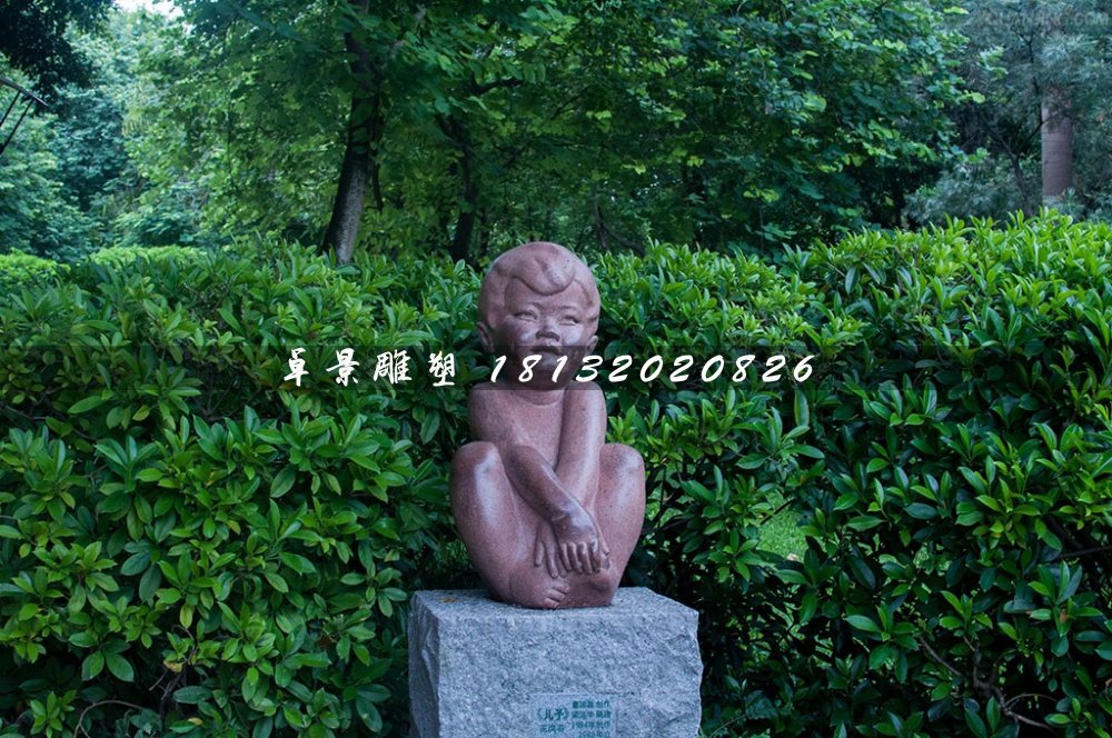 小男孩石雕，公園人物石雕