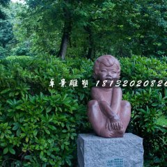 小男孩石雕，公園人物石雕