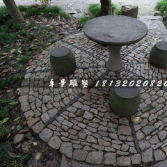 青石圓桌圓凳，公園桌椅石雕