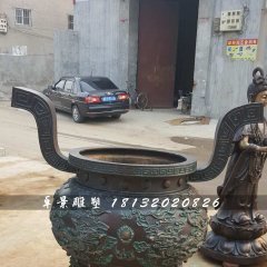 香爐雕塑，寺廟三足銅香爐