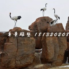 仿真仙鶴雕塑，玻璃鋼動物雕塑