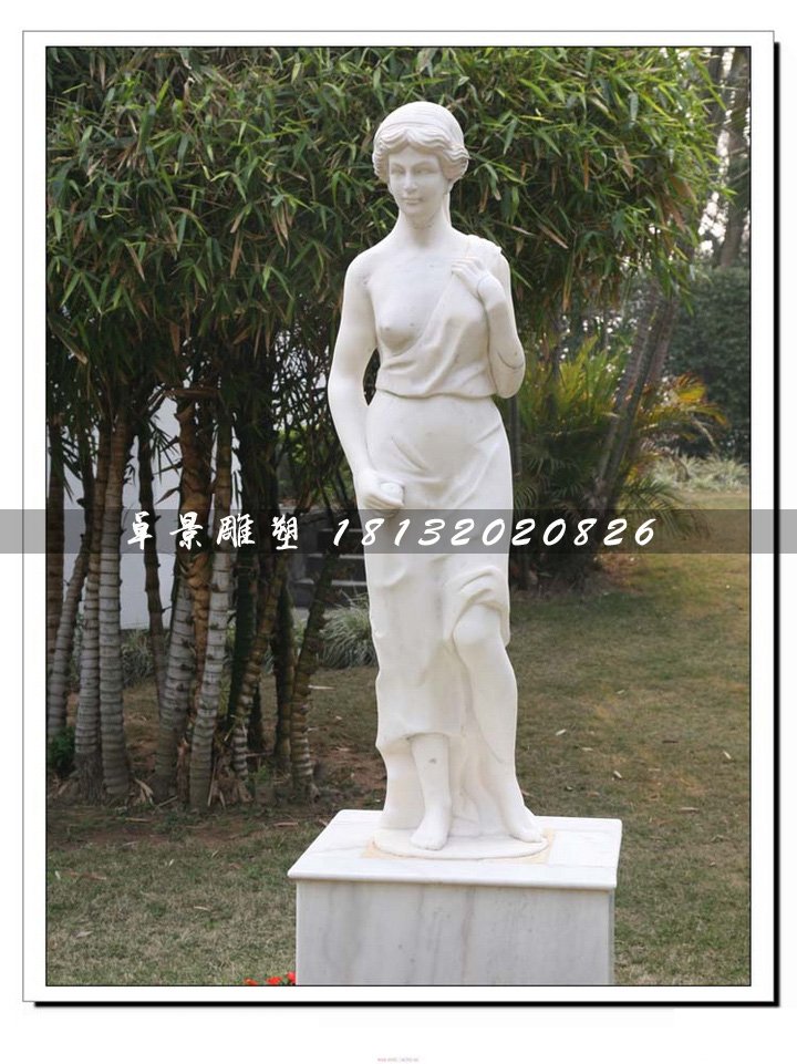 漢白玉美女石雕，公園人物雕塑