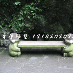 小猴造型長椅石雕，公園石椅子