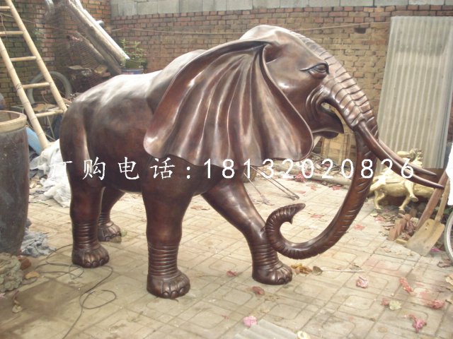 公園大象銅雕鑄銅動(dòng)物雕塑 (1)