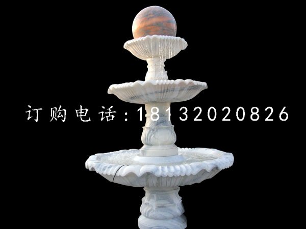 風(fēng)水球噴泉雕塑草白玉噴泉石雕