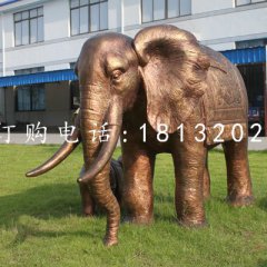 大象銅雕，公園動物雕塑