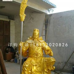 坐式持刀關(guān)公，玻璃鋼人物雕塑