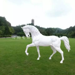 玻璃鋼白馬，公園動物雕塑