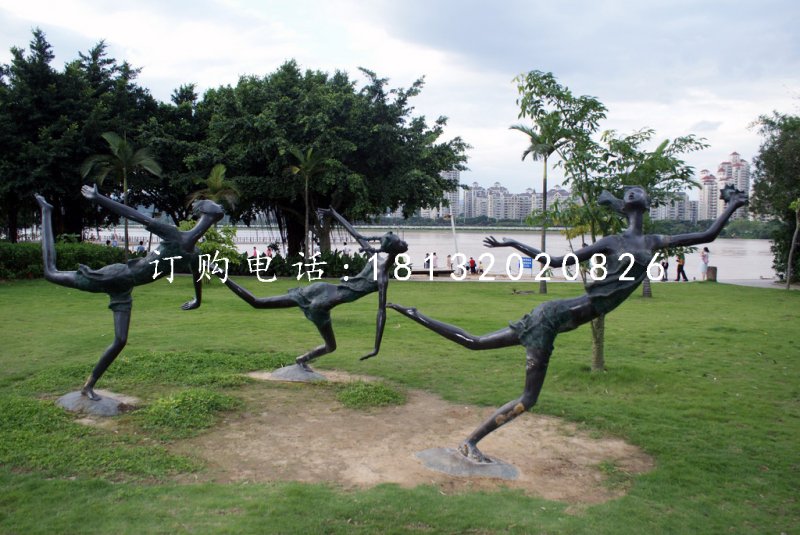 奔跑的小女孩銅雕，公園景觀銅雕