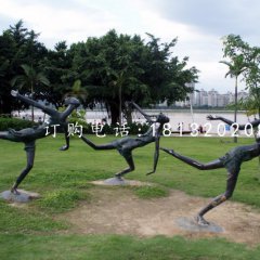 奔跑的小女孩銅雕，公園景觀銅雕