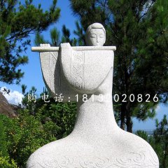 吹笛子雕塑，抽象古代美女雕塑