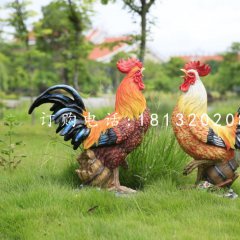 玻璃鋼公雞雕塑，公園動物雕塑