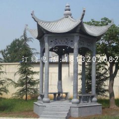 六角青石涼亭，公園景觀石雕