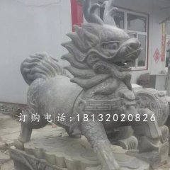 青石麒麟雕塑，廣場(chǎng)石雕麒麟