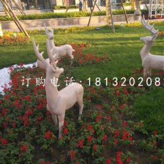 公園小鹿石雕，動物雕塑