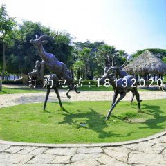 羚羊銅雕，公園動物銅雕