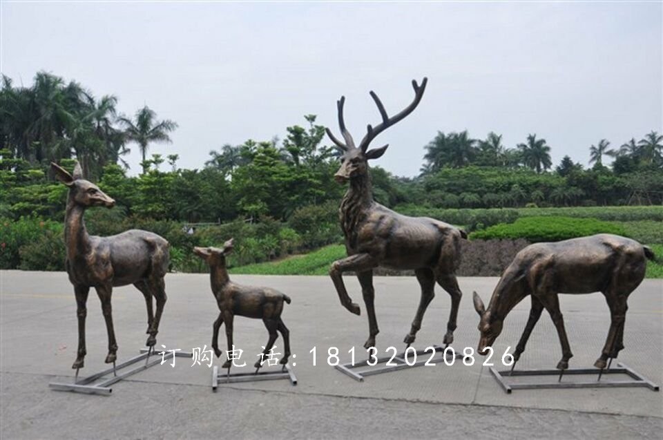 公園小鹿銅雕，公園動(dòng)物銅雕