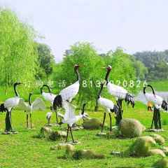 玻璃鋼丹頂鶴，仿真動物雕塑，公園景觀雕塑