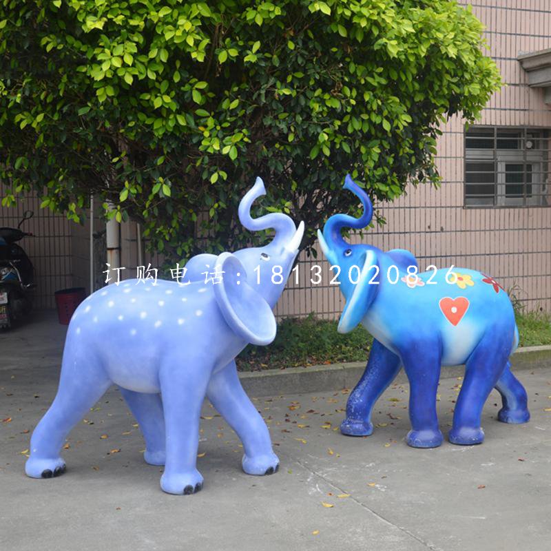 玻璃鋼彩繪大象，彩繪動物，公園景觀雕塑 (6)