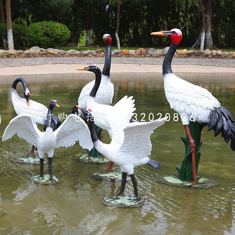 玻璃鋼仿真仙鶴，動(dòng)物雕塑，公園景觀雕塑 (4).jpg