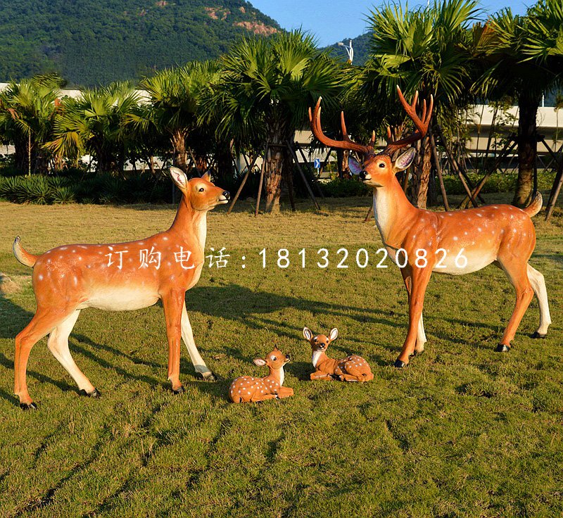 仿真梅花鹿擺件，玻璃鋼景觀動物擺件