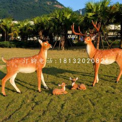 仿真梅花鹿擺件，玻璃鋼景觀動物擺件