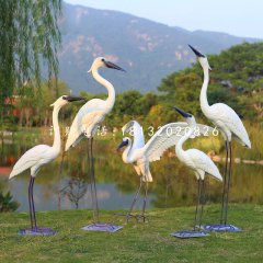 白鷺雕塑，公園玻璃鋼仿真動物