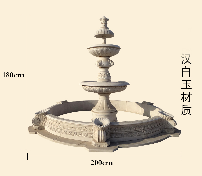 漢白玉噴泉，石雕噴泉