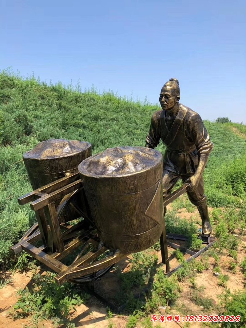 運(yùn)糧食人物銅雕