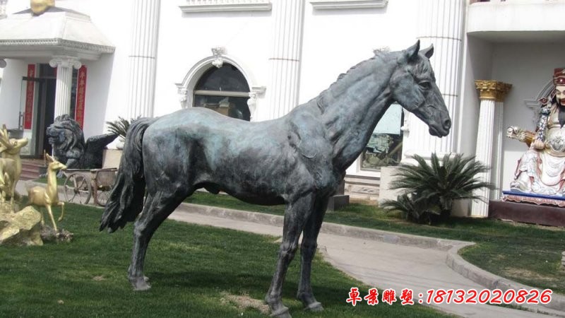 青銅馬雕塑 公園動(dòng)物銅雕