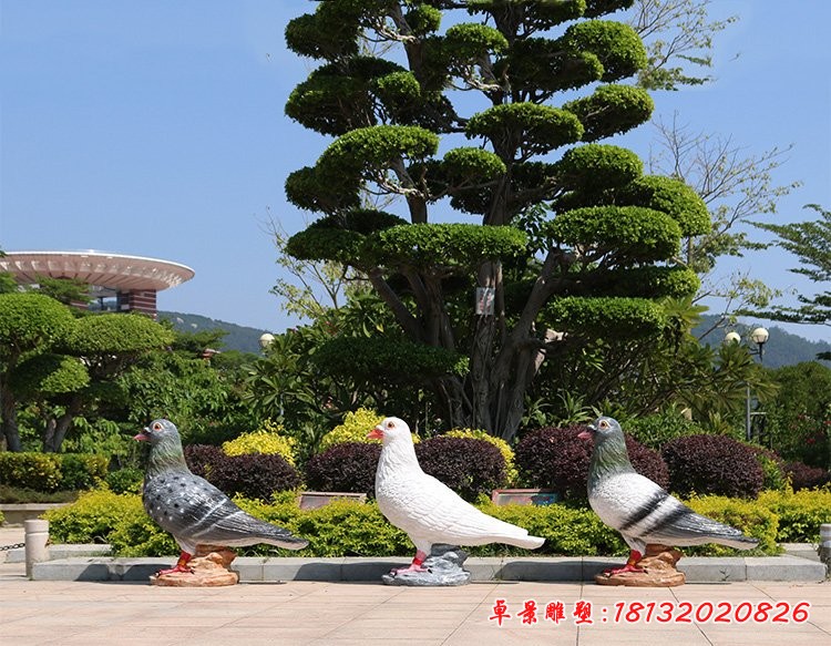 公園玻璃鋼仿真鴿子雕塑